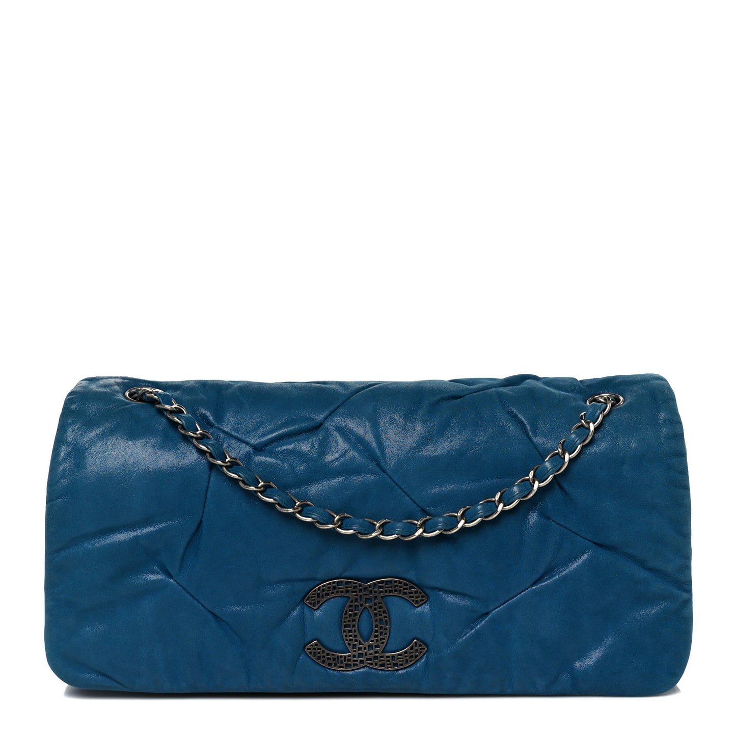 Iridescent Calfskin Glint Flap Blue