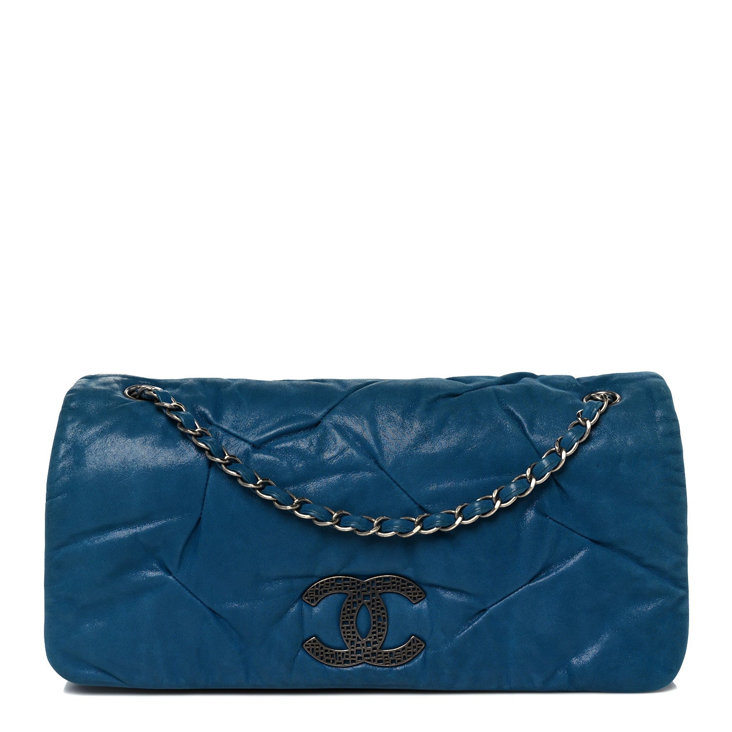 Chanel Iridescent Calfskin Glint Flap Blue 1 of 10