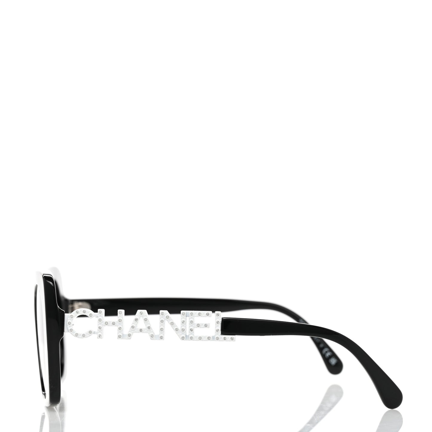 Acetate Strass Square Sunglasses 5422-B Black White