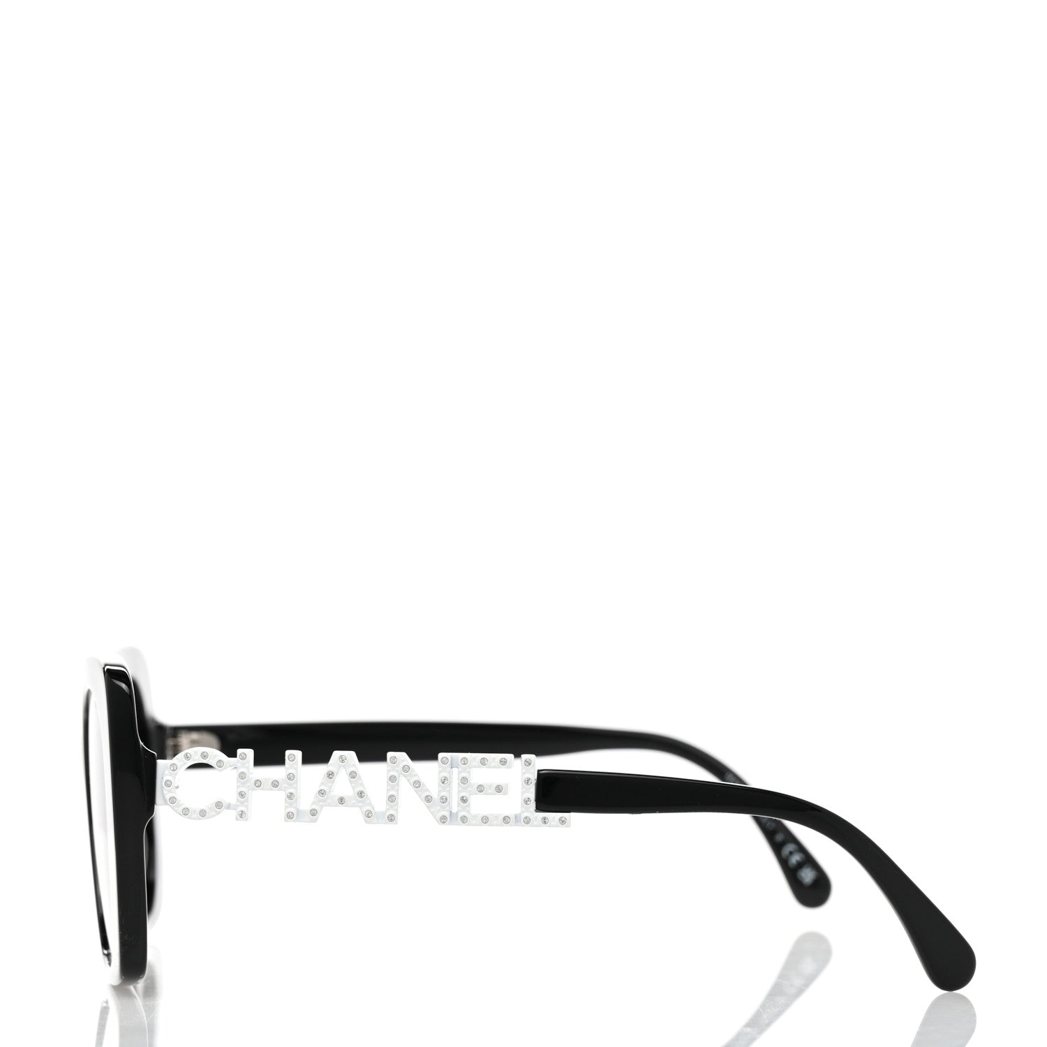 Chanel Acetate Strass Square Sunglasses 5422-B Black White 3 of 8