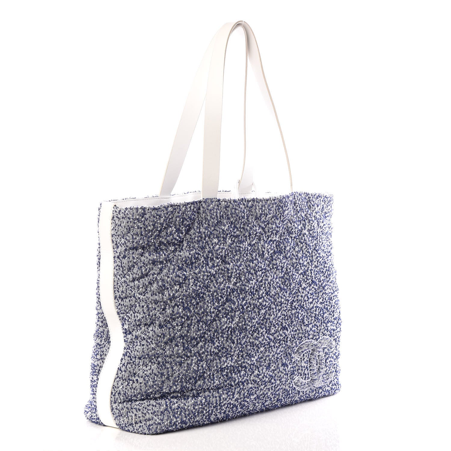Chanel Terry Cotton Fizzy Tote Navy White 2 of 13