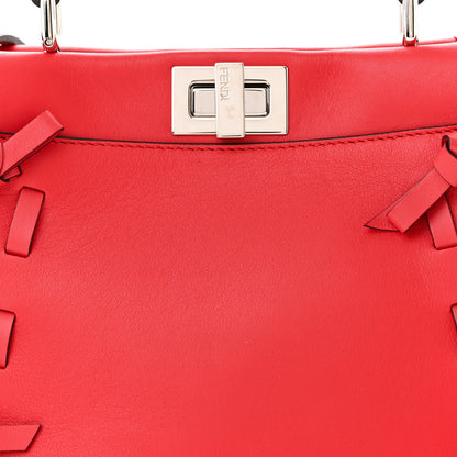 Fendi Vitello Seta Century Nappa Whipstitch Mini Peekaboo Iconic Satchel Fiamma 9 of 11