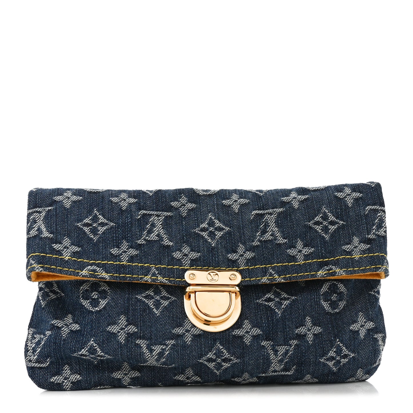Monogram Denim Pochette Plat Clutch Blue