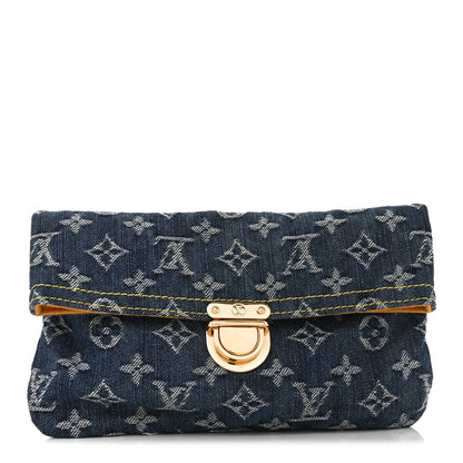 Louis Vuitton Monogram Denim Pochette Plat Clutch Blue 1 of 6
