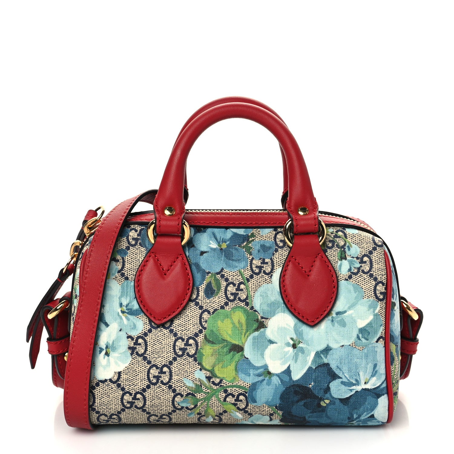 Gucci GG Supreme Monogram Blooms Mini Boston Navy Blue Hibiscus 1 of 7