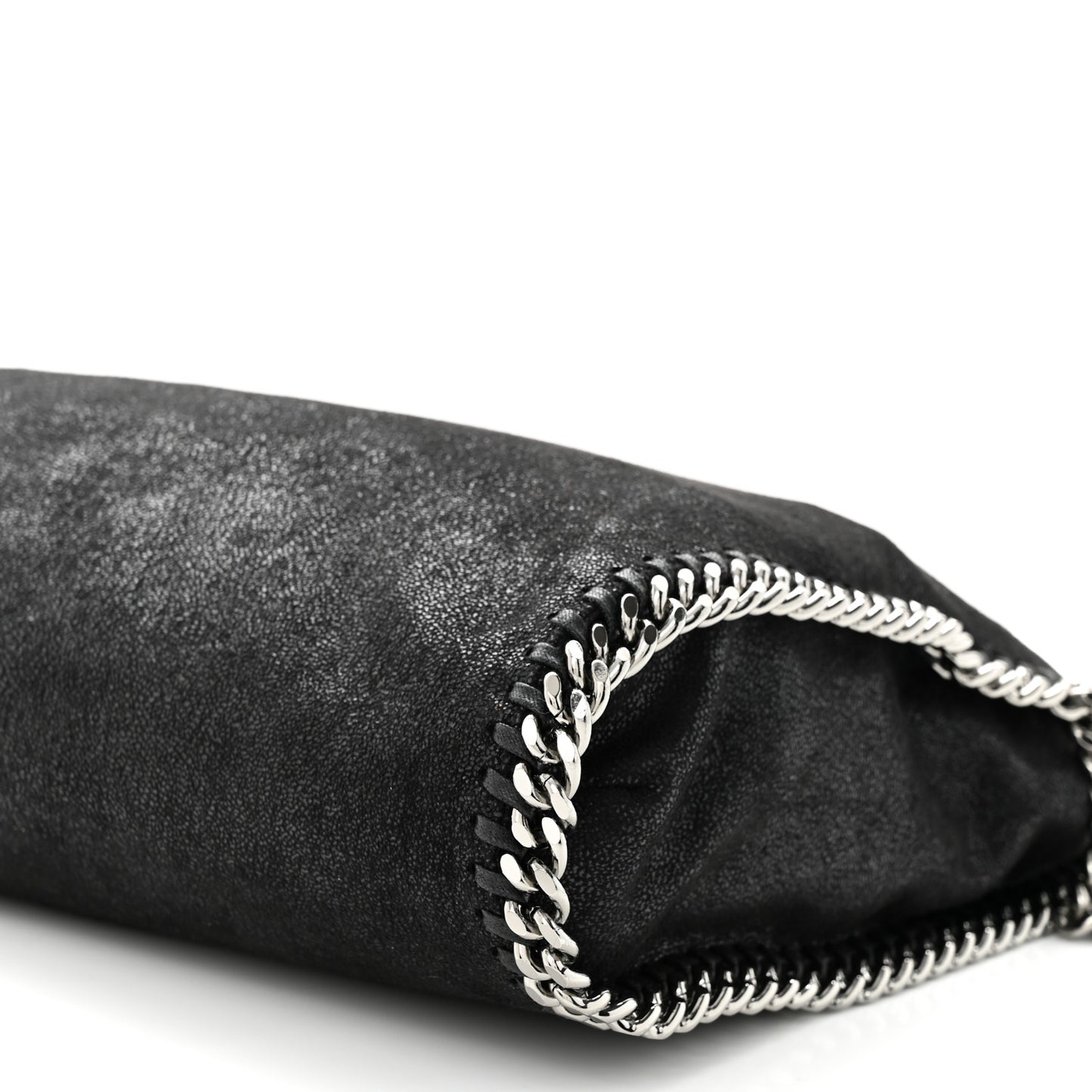 Metallic Shaggy Deer Falabella Fold Over Tote Black