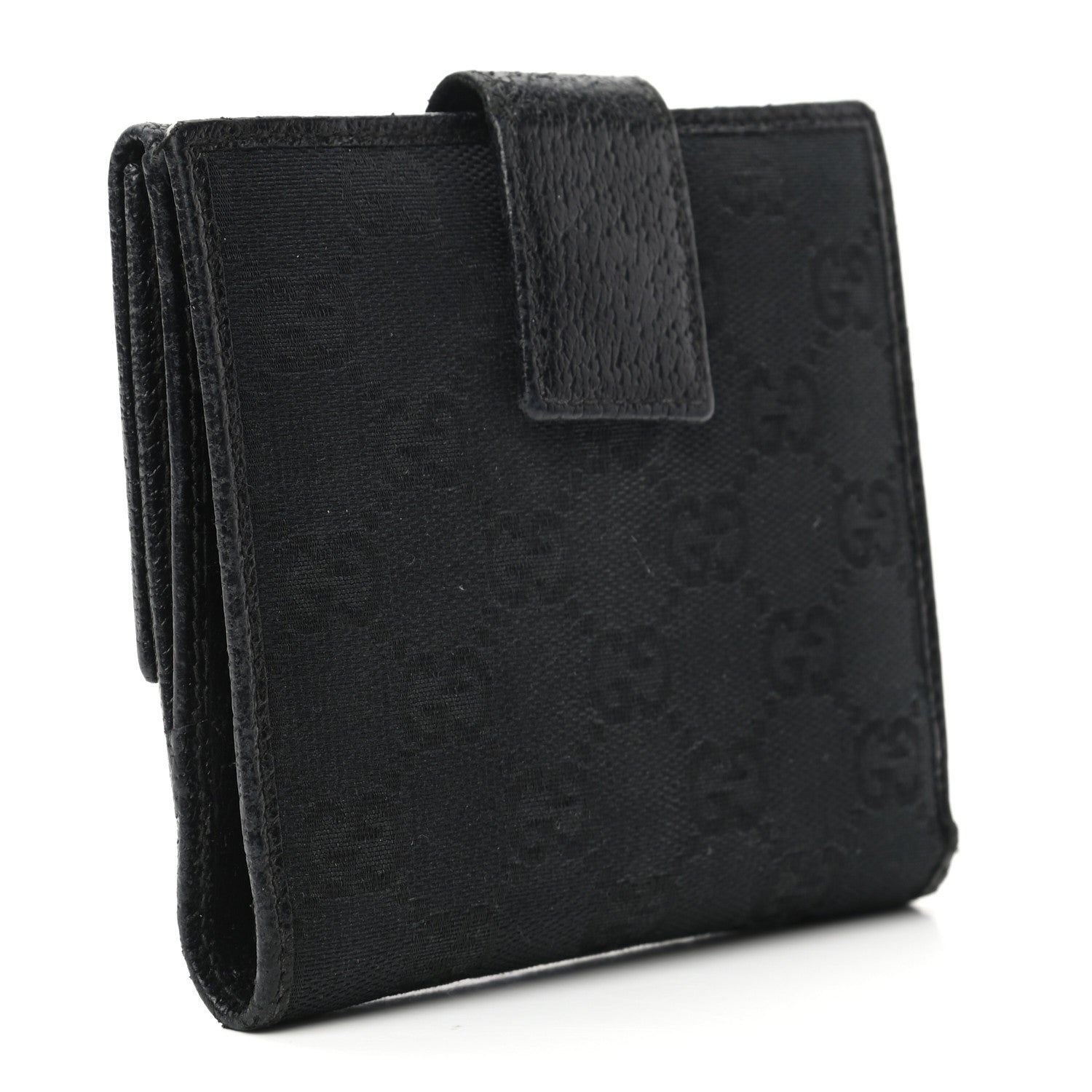 Gucci Monogram Metal Bar French Flap Wallet Black 3 of 7