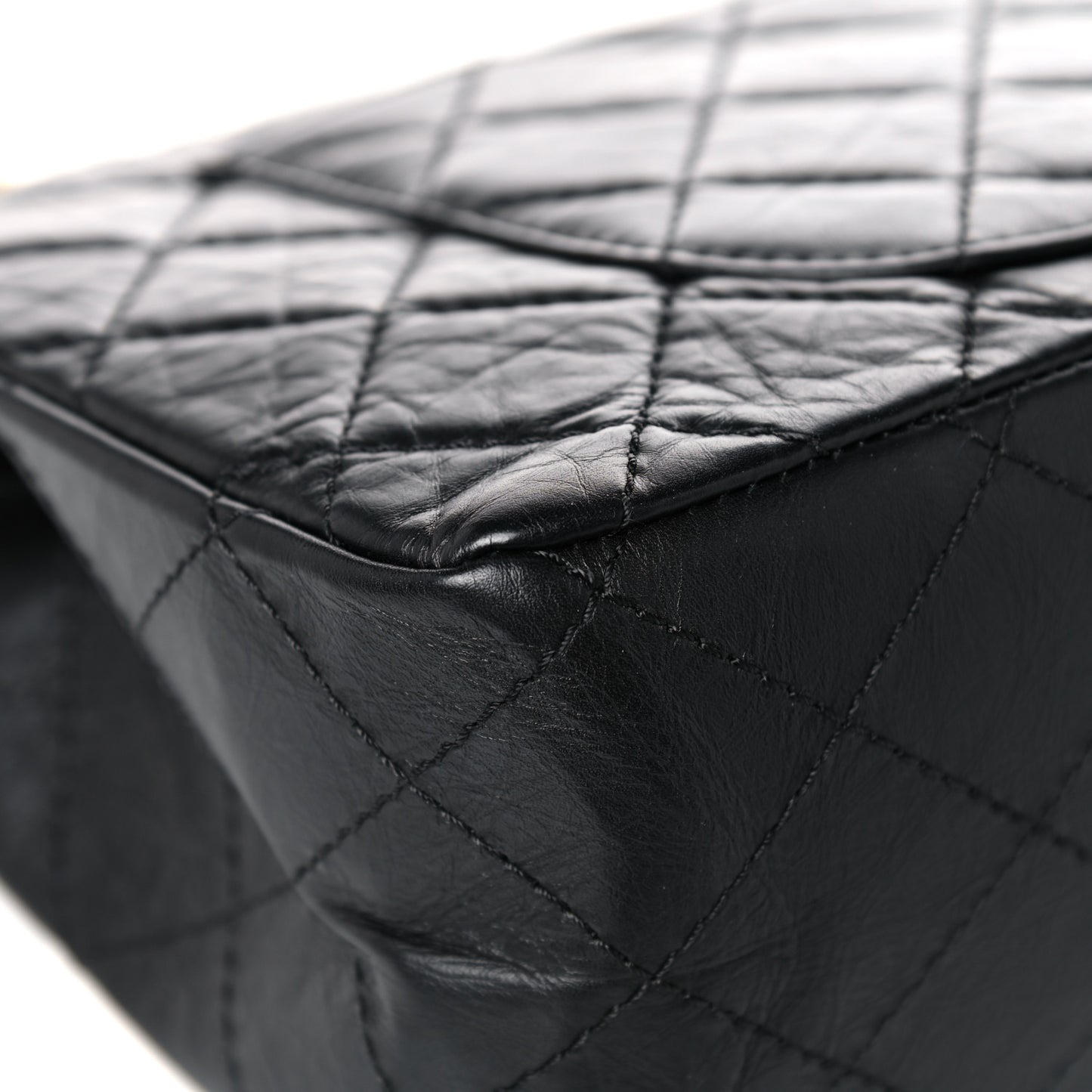 Aged Calfskin Quilted 2.55 Reissue 227 Flap Black