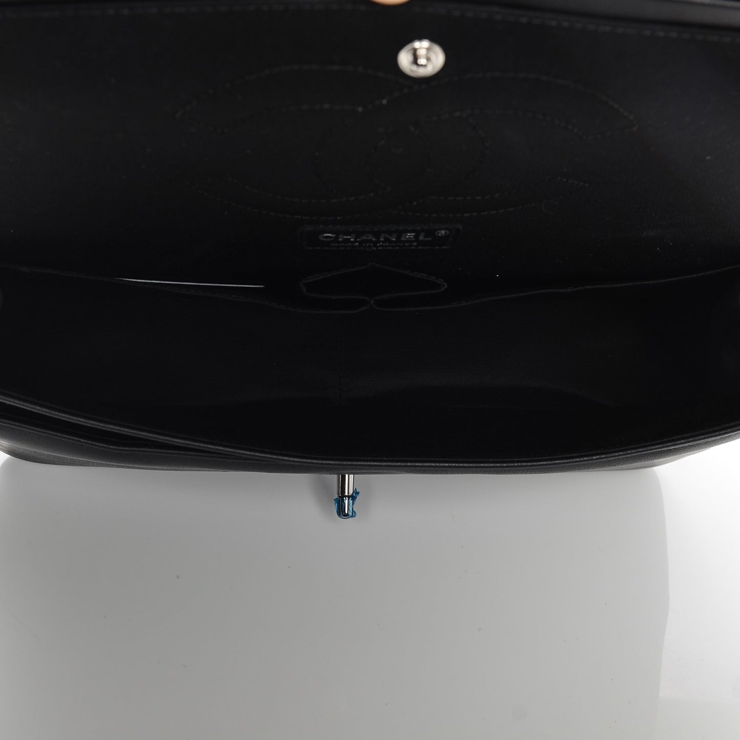 Patent Calfskin Jumbo Classic Pure Double Flap Black
