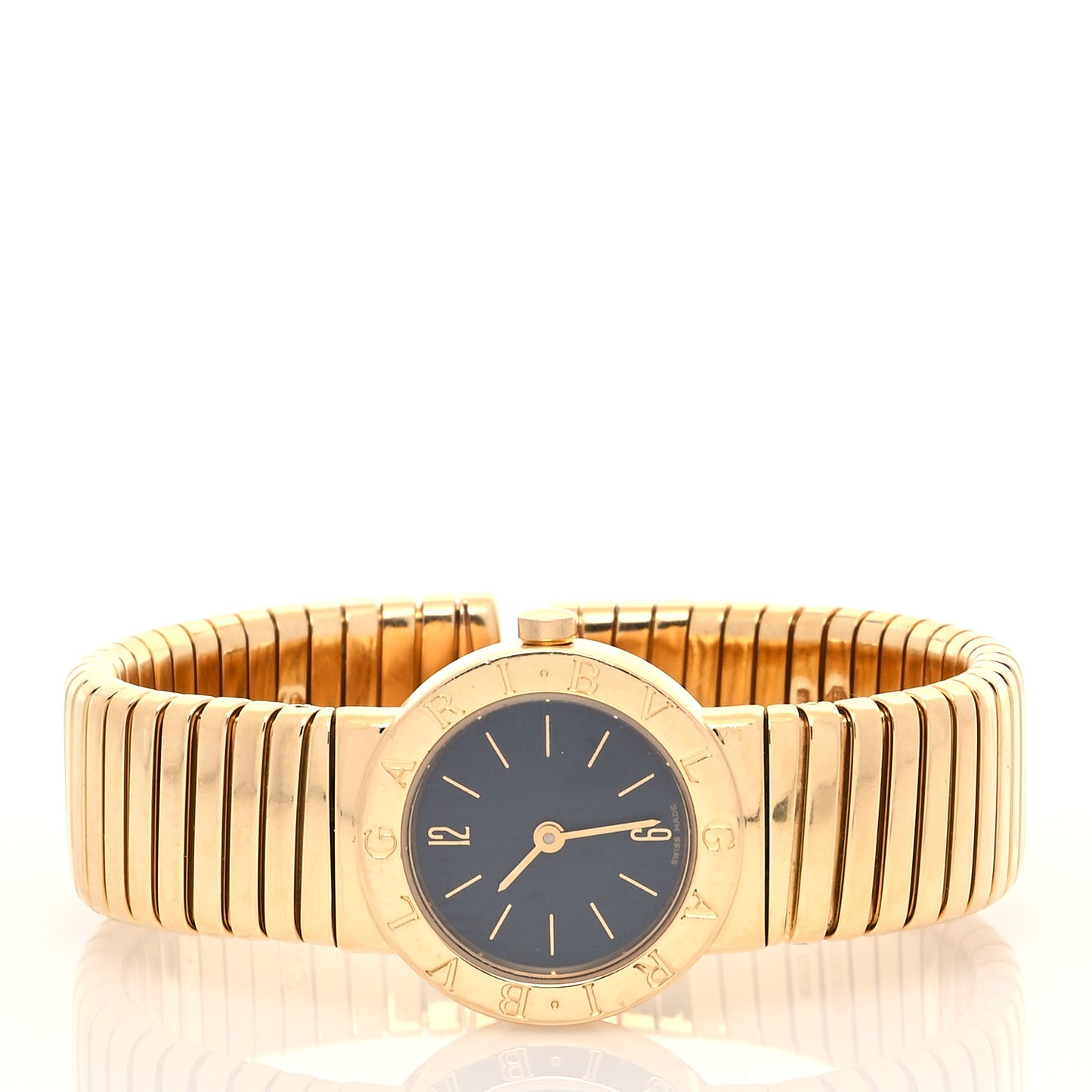 18K Yellow Gold 23mm Tubogas Quartz Watch Black