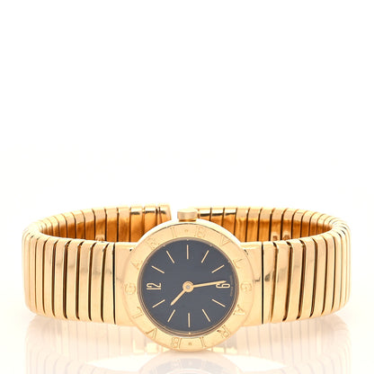 Bulgari 18K Yellow Gold 23mm Tubogas Quartz Watch Black 2 of 5