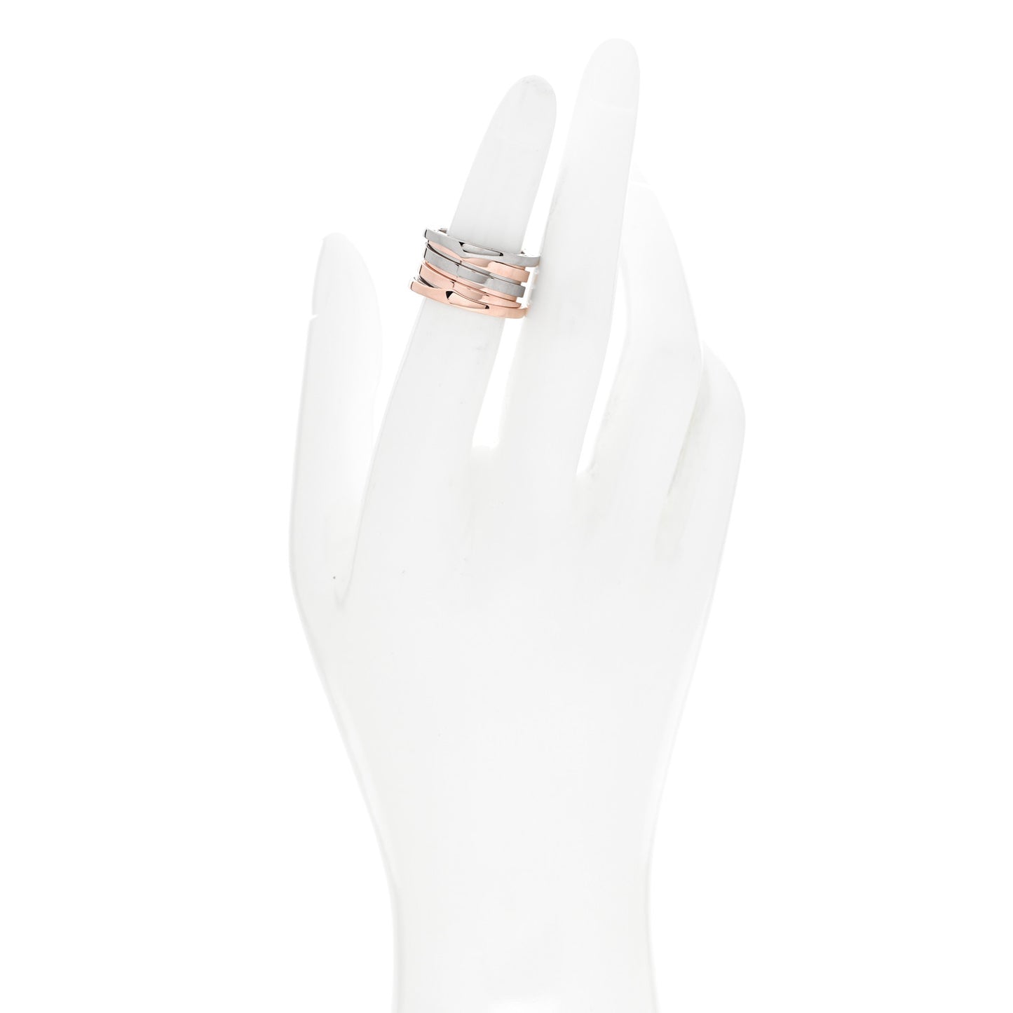 18K Rose White Gold Labyrinth B.Zero1 Four-Band Ring 50 5.25