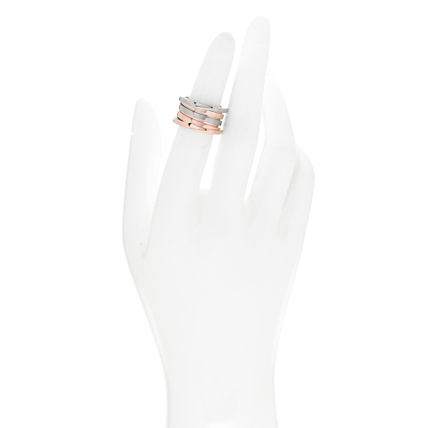 Bulgari 18K Rose White Gold Labyrinth B.Zero1 Four-Band Ring 50 5.25 2 of 7