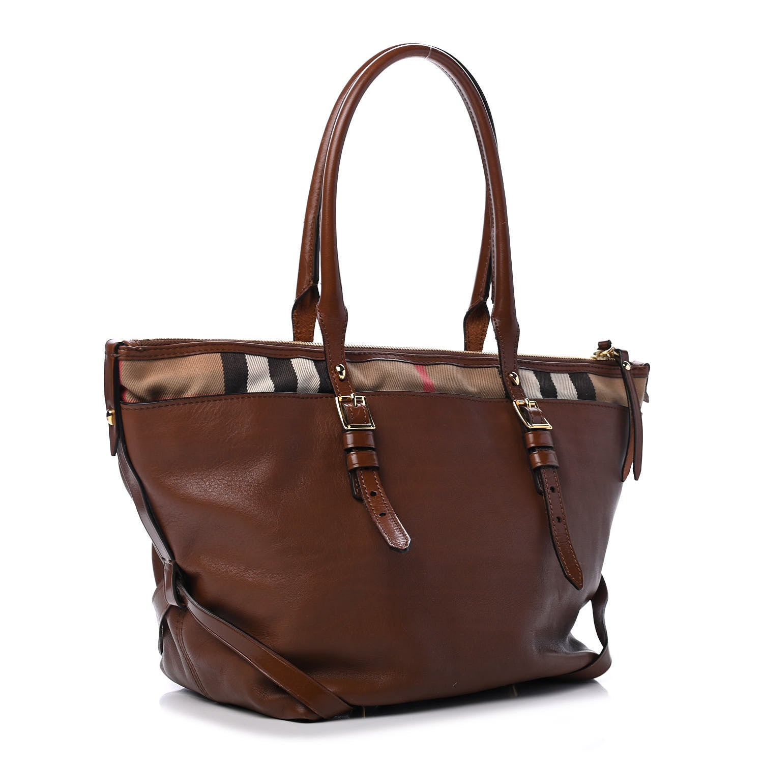 Burberry Calfskin House Check Small Salisbury Tote Brown 2 of 4