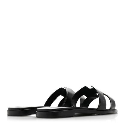 Hermes Box Calfskin Oran Sandals 37.5 Black 5 of 9