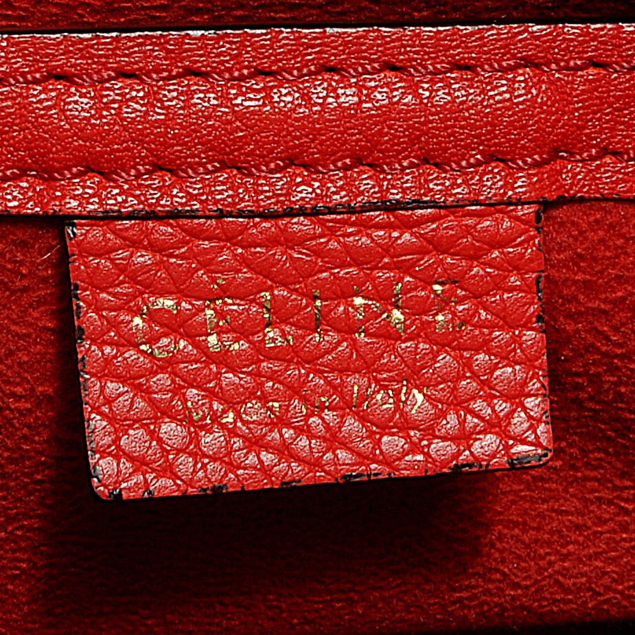 Celine Drummed Leather Nano Luggage Coquelicot 7 of 12