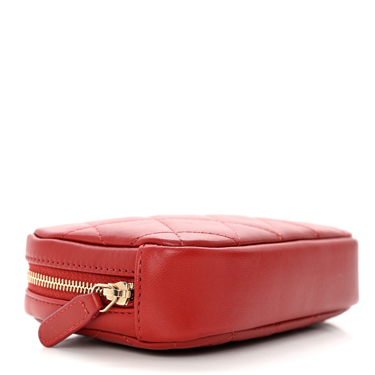 Chanel Lambskin Quilted Small Curvy Pouch Cosmetic Case Red 4 of 8