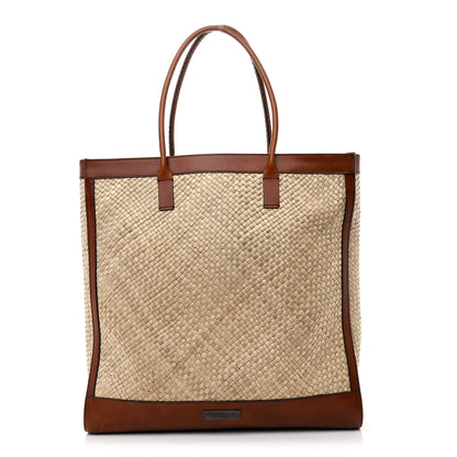 Burberry Prorsum Buffalo Raffia Tote Dark Tan 1 of 15