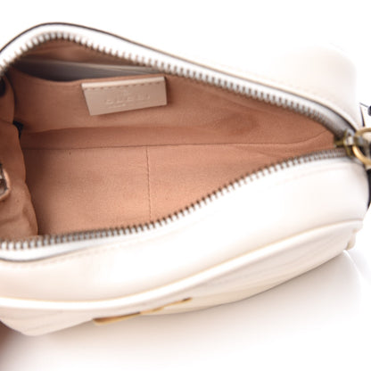 Gucci Calfskin Matelasse Mini GG Marmont Chain Shoulder Bag White 5 of 7