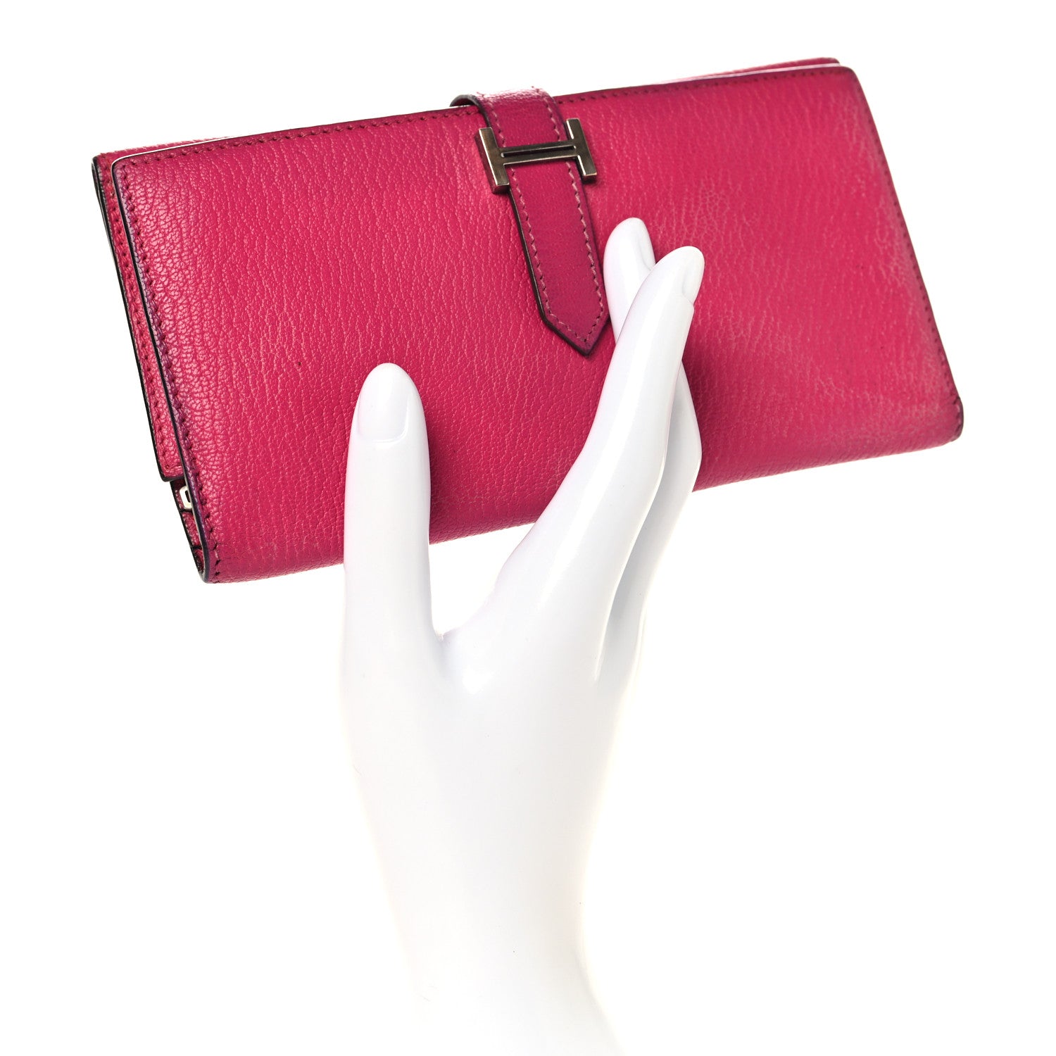 Hermes Chevre Mysore Tri-Fold Bearn Wallet Rose Shocking 2 of 11