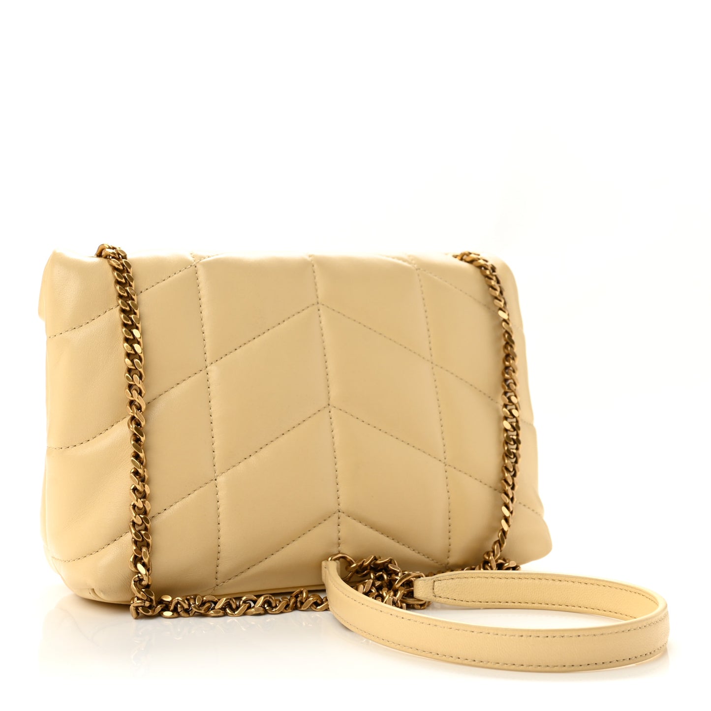 Lambskin Quilted Toy Loulou Puffer Monogram Chain Satchel Jaune Pale