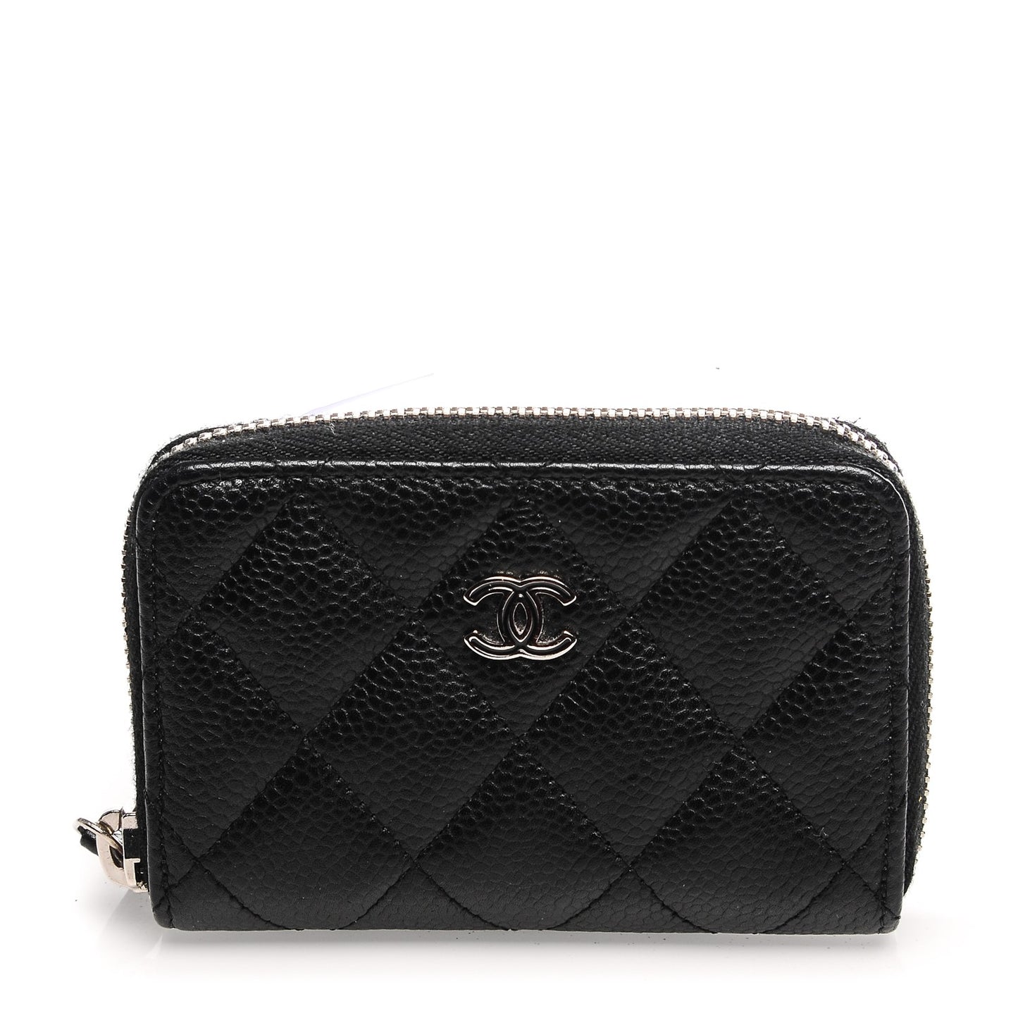 Caviar Quilted Zip Coin Purse Black
