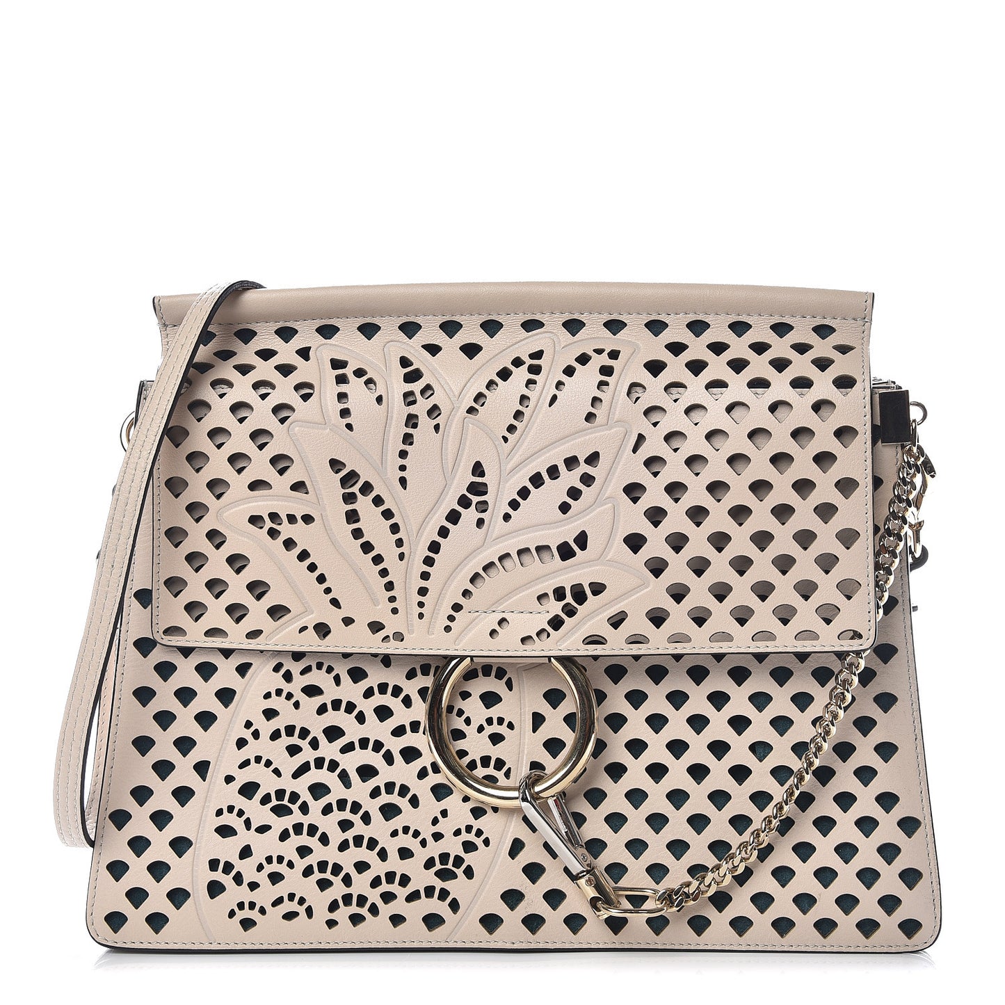 Calfskin Pineapple Perforated Medium Faye Shoulder Bag Abstract White
