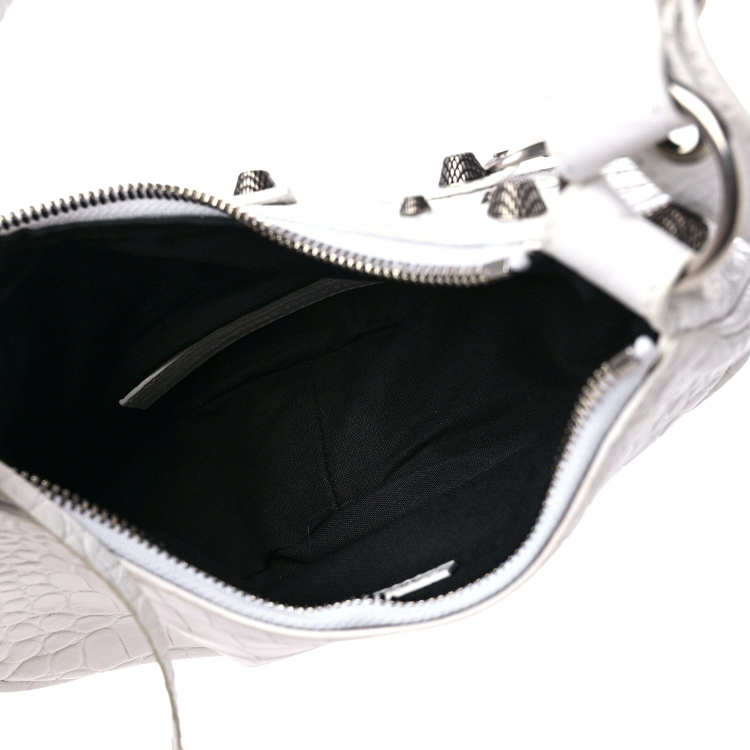 Balenciaga Extra Supple Calfskin Crocodile Embossed Le Cagole Shoulder Bag XS Optic White 6 of 10