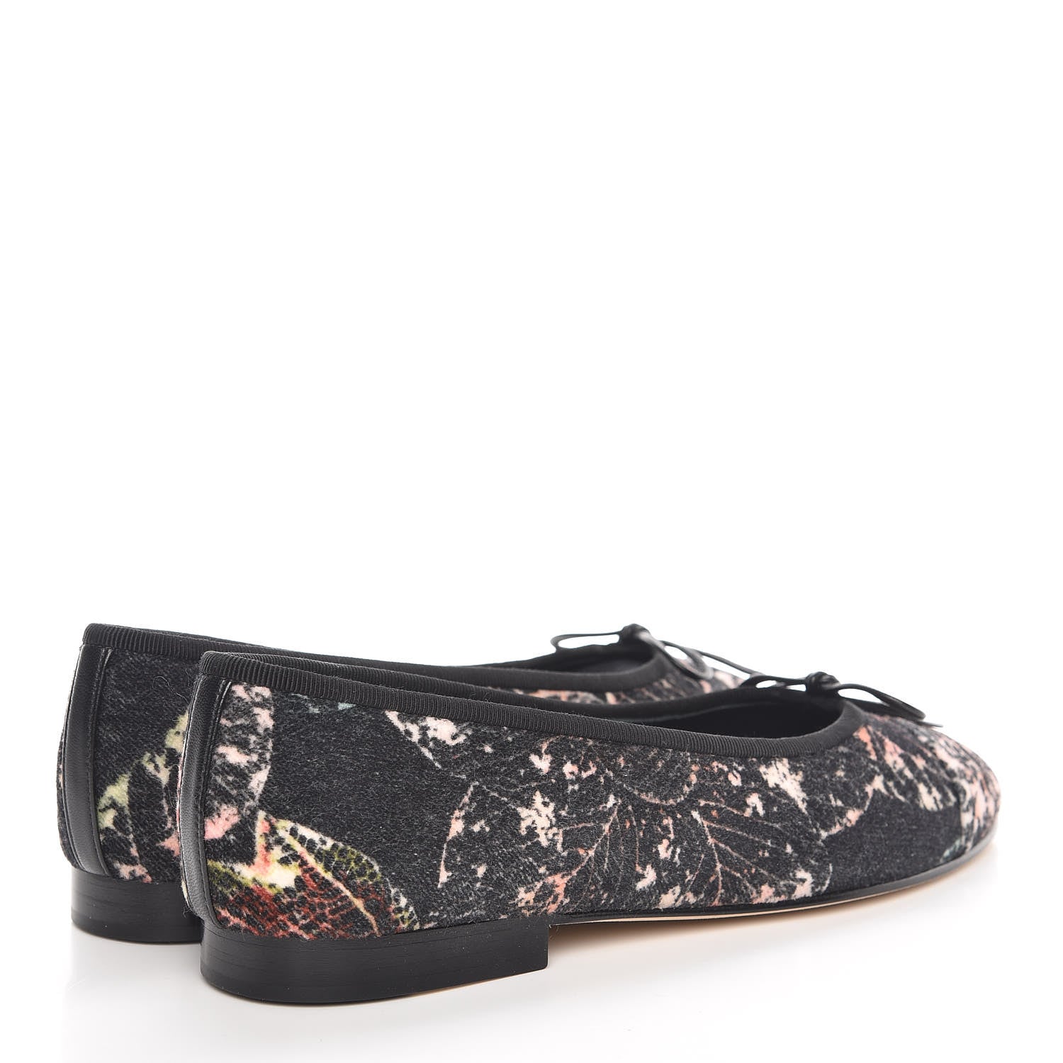 Chanel Printed Tweed Ballerina Flats 37 Black Ecru Red Green 4 of 9