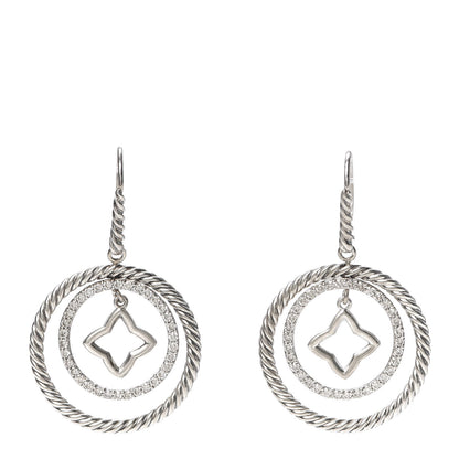David Yurman Sterling Silver Diamond Quatrefoil Mobile Circle Earrings 1 of 4