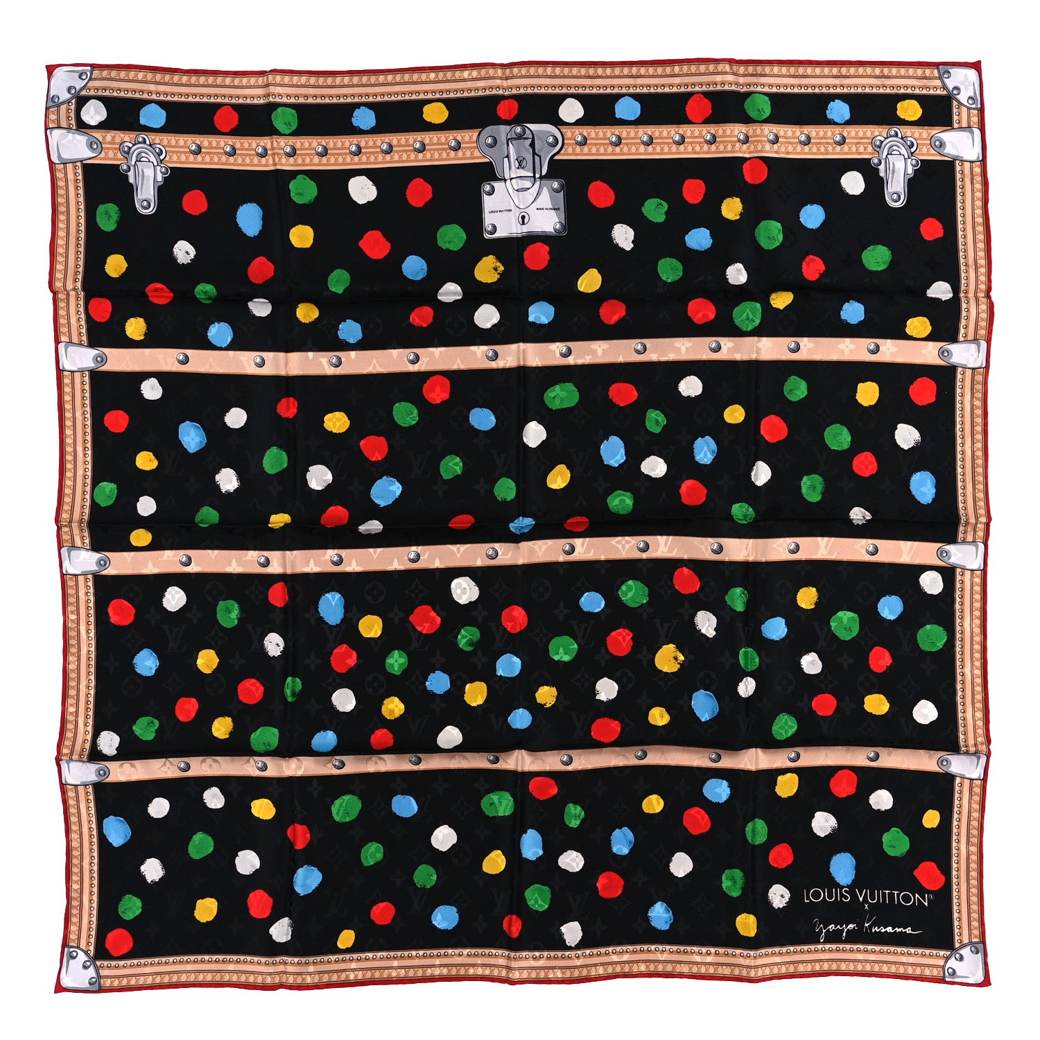 Louis Vuitton LV X YK Silk Monogram Dots Square Scarf 90 Black 1 of 4