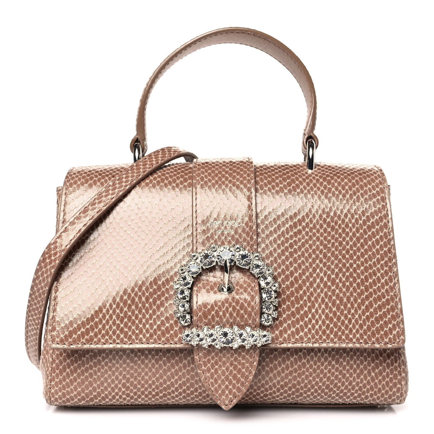 Calfskin Lizard Embossed Small Cheri Top Handle Bag Beige