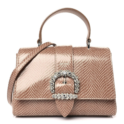 Jimmy Choo Calfskin Lizard Embossed Small Cheri Top Handle Bag Beige 1 of 8