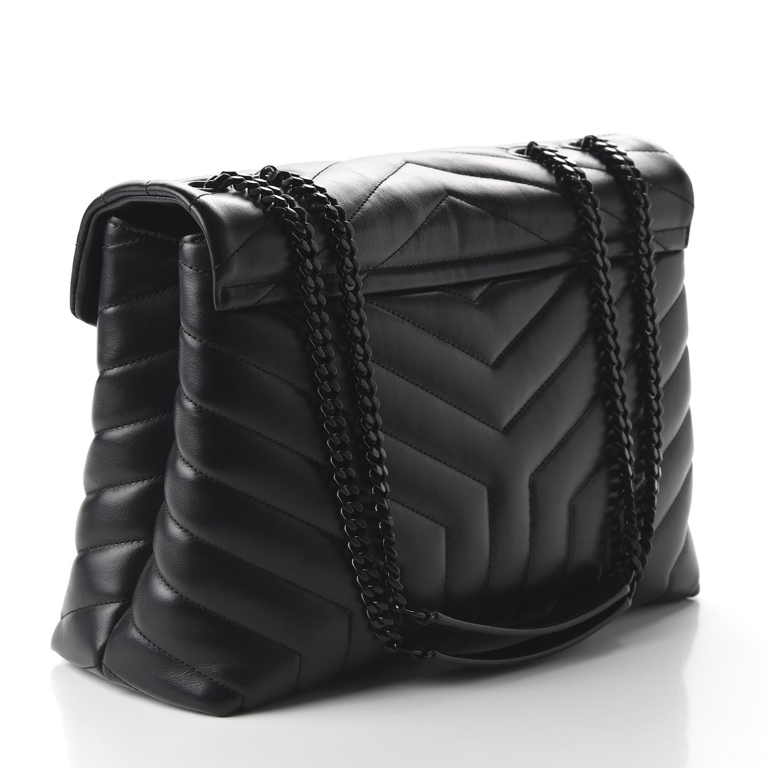 Saint Laurent Calfskin Y Quilted Monogram Medium Loulou Chain Satchel Black 3 of 9