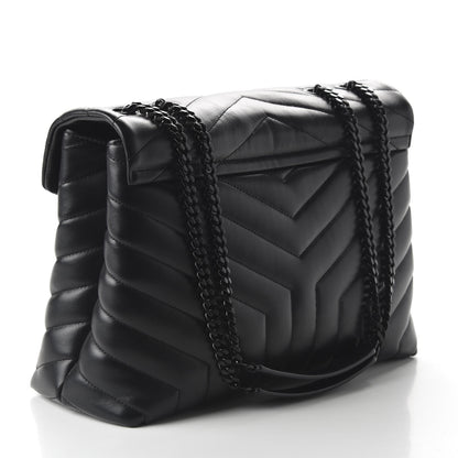 Saint Laurent Calfskin Y Quilted Monogram Medium Loulou Chain Satchel Black 3 of 9