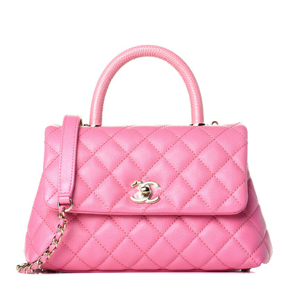 Chanel Caviar Lizard Embossed Quilted Mini Coco Handle Flap Pink 1 of 9