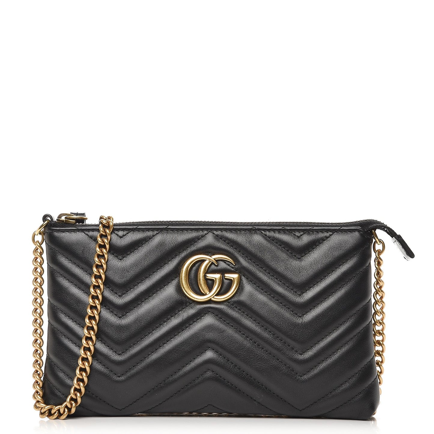 Calfskin Matelasse Mini GG Marmont Chain Bag Black