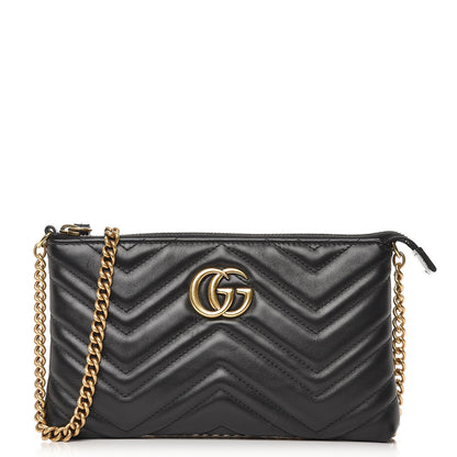 Gucci Calfskin Matelasse Mini GG Marmont Chain Bag Black 1 of 7