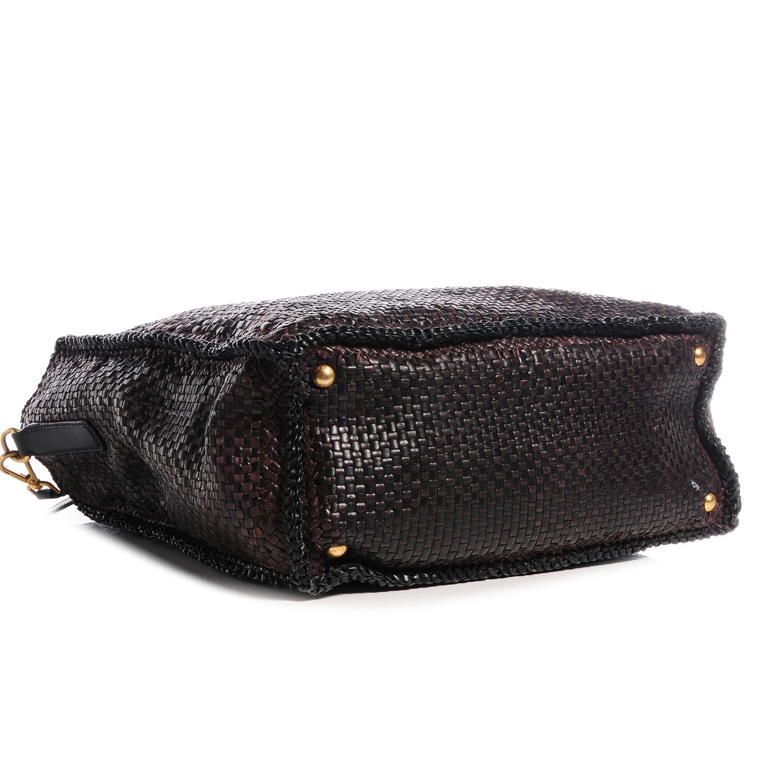 Prada Goatskin Woven Large Tote Moro Black 4 of 8