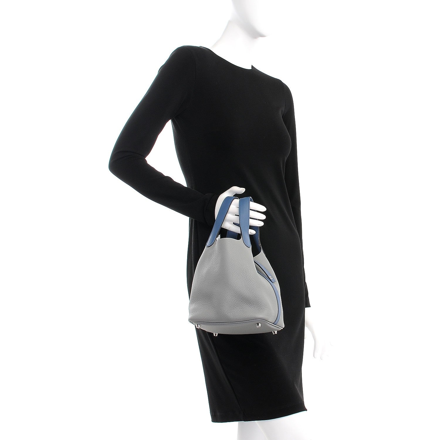 Hermes Taurillon Clemence Picotin Lock 18 PM Gris Mouette Bleu Agate 2 of 7