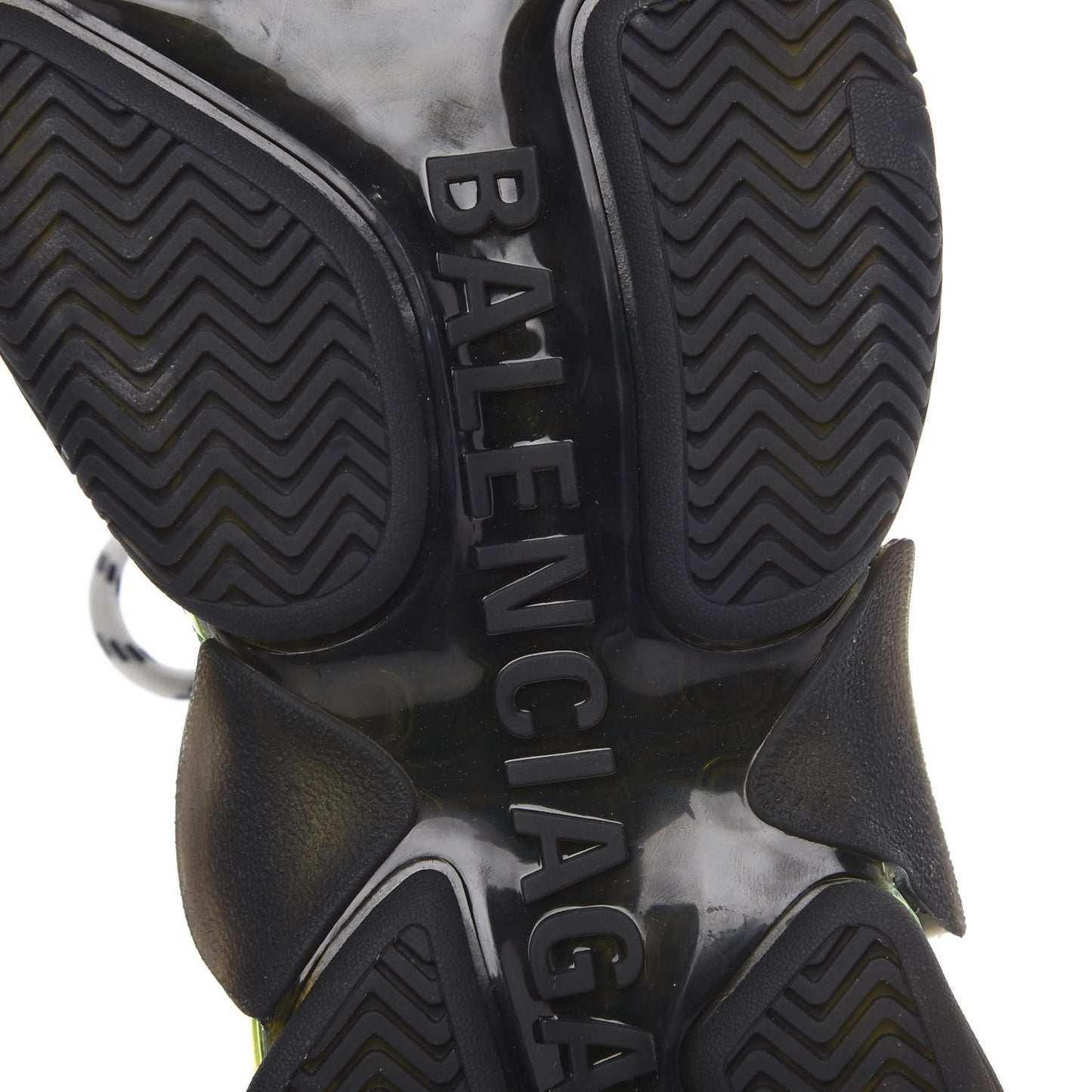 Fabric Mesh Clear Sole Mens Triple S Sneakers 42 Black Yellow Fluo