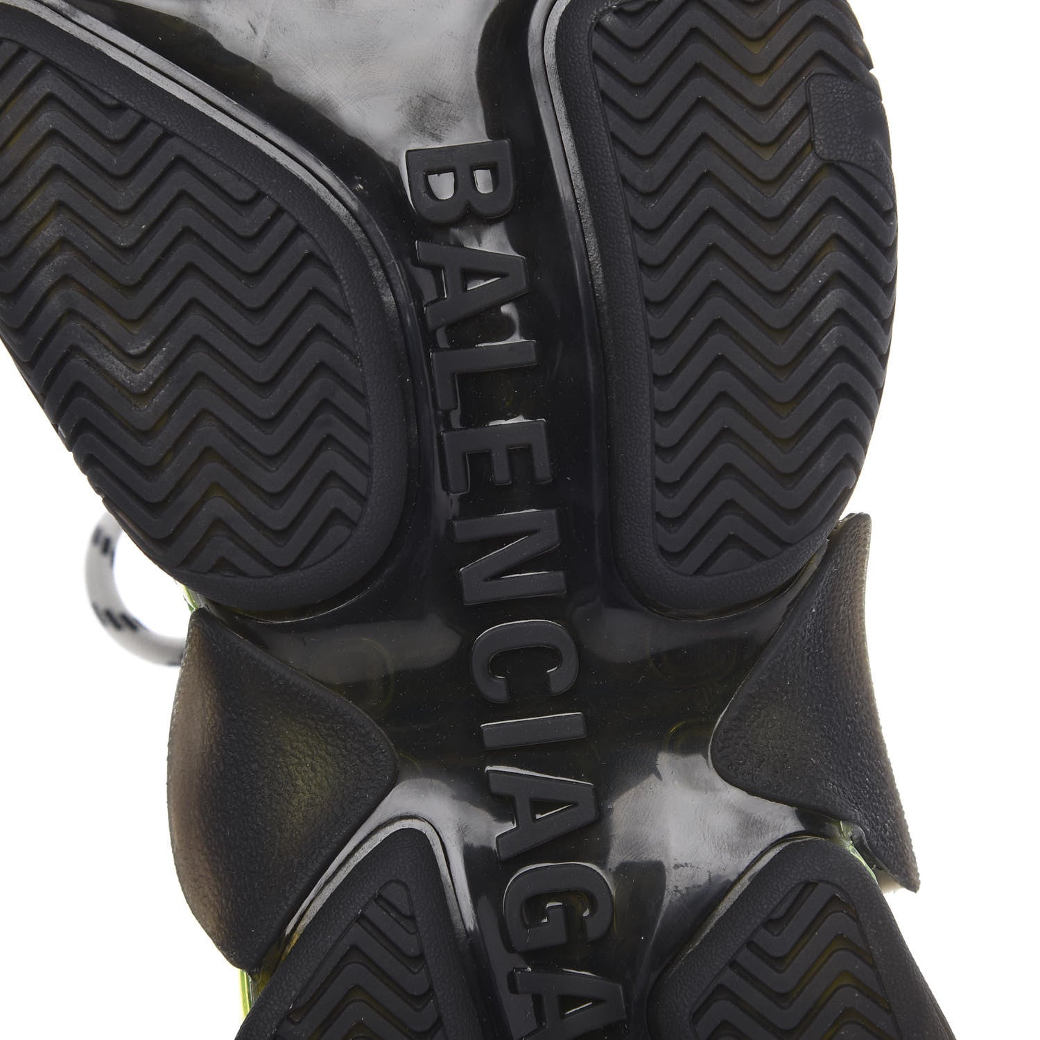 Balenciaga Fabric Mesh Clear Sole Mens Triple S Sneakers 42 Black Yellow Fluo 7 of 7