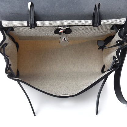 Hermes Vache Hunter Toile H Pegase Pop Herbag Zip Retourne 31 PM Bleu Indigo Ecru Black 6 of 11