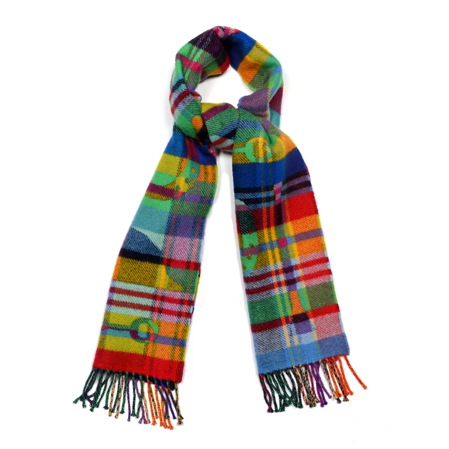 Hermes Cashmere HER-MES Tartan Muffler 1 of 3