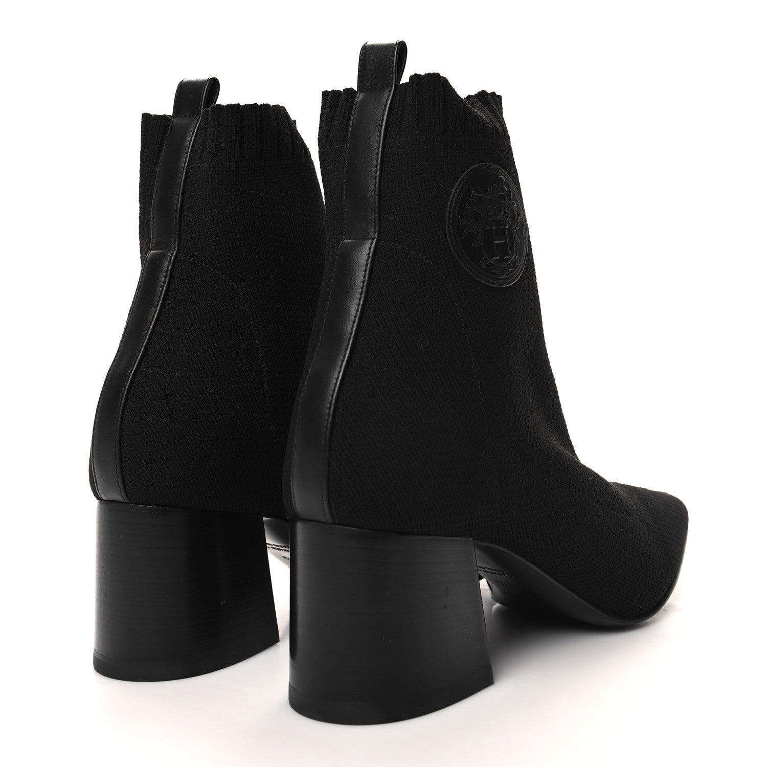 Hermes Knit Calfskin Volver 60 Ankle Boots 37.5 Black 4 of 7