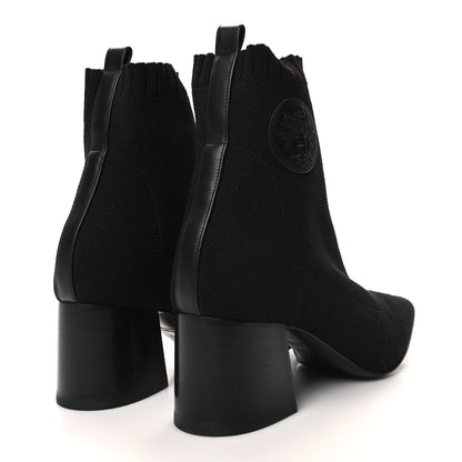 Hermes Knit Calfskin Volver 60 Ankle Boots 37.5 Black 4 of 7