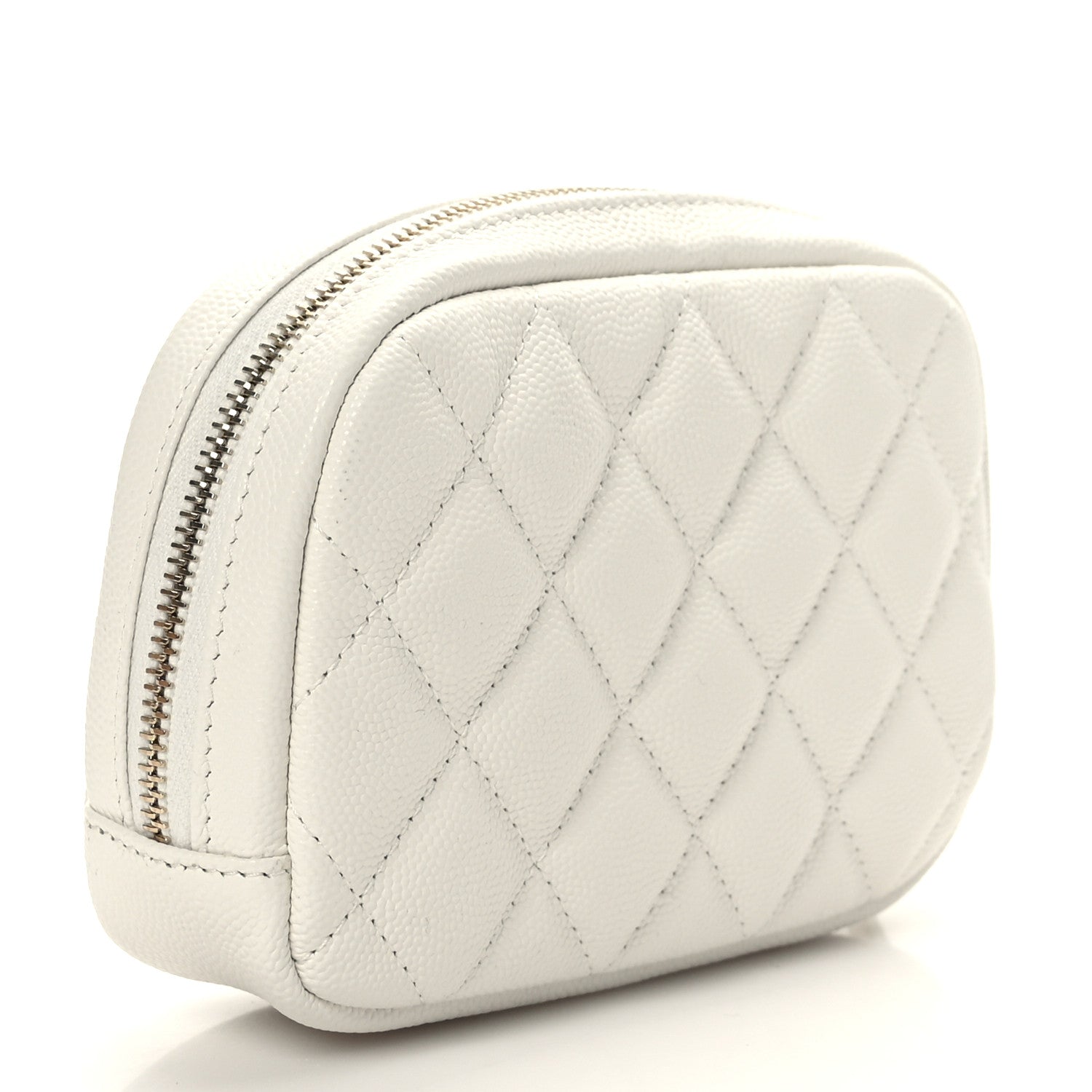 Chanel Caviar Quilted Small Curvy Pouch Cosmetic Case White 2 of 8