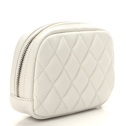 Chanel Caviar Quilted Small Curvy Pouch Cosmetic Case White 2 of 8