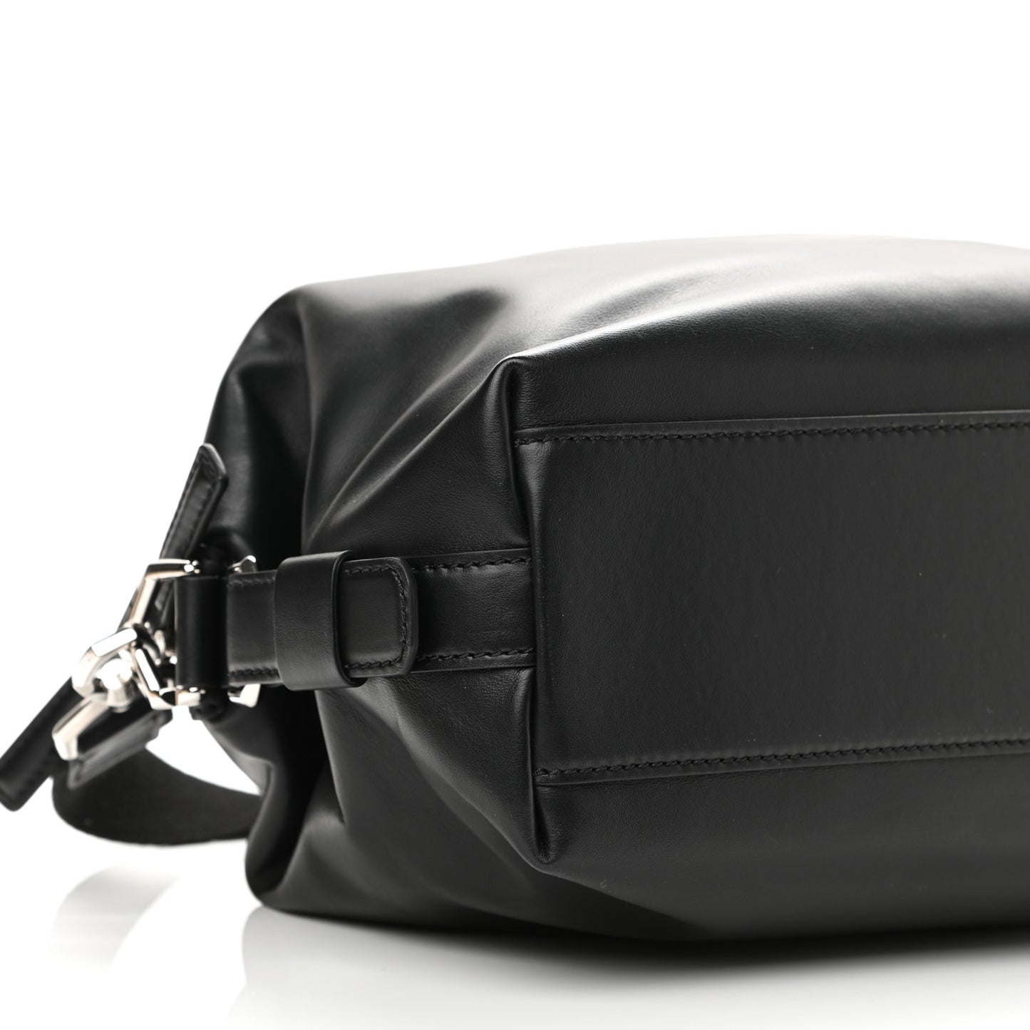 Waxed Calfskin Small Nightingale Logo Strap Black