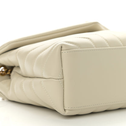 Saint Laurent Calfskin Y Quilted Monogram Small Loulou Chain Satchel Crema Soft 10 of 11